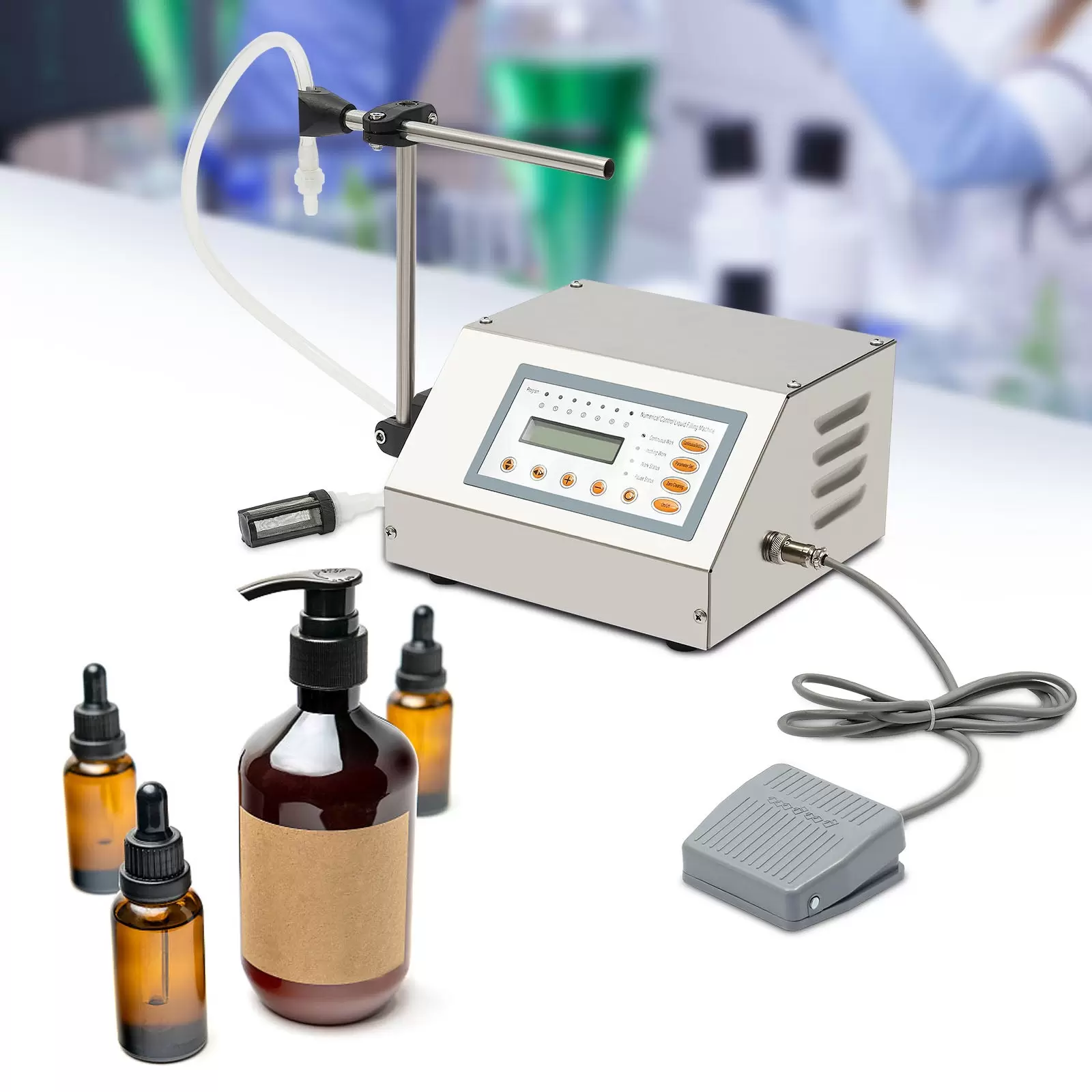 Máquina de llenado de líquidos automática 2-3500Ml Máquina de llenado de sobremesa, LCD Digital 220V