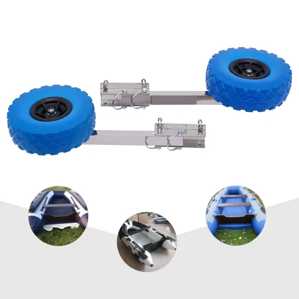 Ruedas de transporte para botes inflables, plegable, de acero inoxidable, ruedas traseras, ruedas neumáticas, carga máxima: 150kg