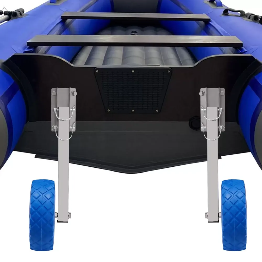 Ruedas de transporte para botes inflables, plegable, de acero inoxidable, ruedas traseras, ruedas neumáticas, carga máxima: 150kg
