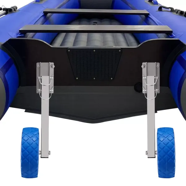 Ruedas de transporte para botes inflables, plegable, de acero inoxidable, ruedas traseras, ruedas neumáticas, carga máxima: 150kg