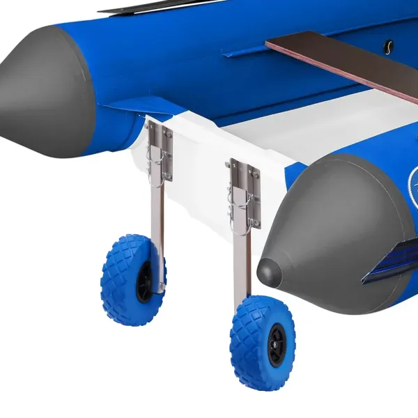 Ruedas de transporte para botes inflables, plegable, de acero inoxidable, ruedas traseras, ruedas neumáticas, carga máxima: 150kg Ruedas de transporte para botes inflables, plegable, de acero inoxidable, ruedas traseras, ruedas neumáticas, carga máxima: 150kg