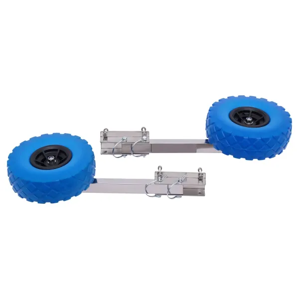 Ruedas de transporte para botes inflables, plegable, de acero inoxidable, ruedas traseras, ruedas neumáticas, carga máxima: 150kg Ruedas de transporte para botes inflables, plegable, de acero inoxidable, ruedas traseras, ruedas neumáticas, carga máxima: 150kg