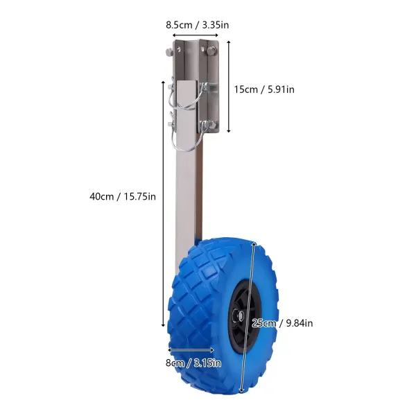 Ruedas de transporte para botes inflables, plegable, de acero inoxidable, ruedas traseras, ruedas neumáticas, carga máxima: 150kg