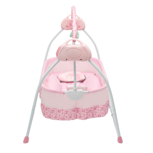 Cuna Eléctrica para Bebé de Carga 0-25Kg, Cuna Mecedora para Bebé con Bluetooth, Cama Oscilante Automática de 90*50 cm (Rosa)