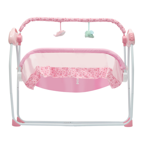 Cuna Eléctrica para Bebé de Carga 0-25Kg, Cuna Mecedora para Bebé con Bluetooth, Cama Oscilante Automática de 90*50 cm (Rosa)