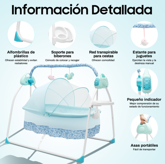 Columpio automático para bebé con función de 5 velocidades