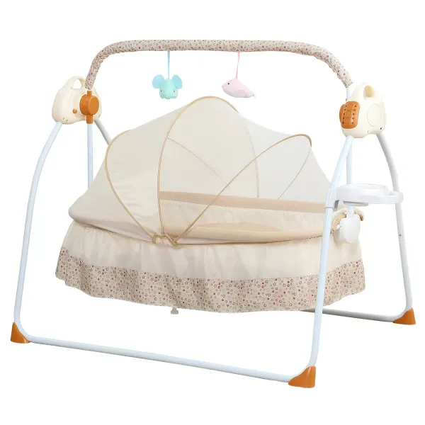 Cuna eléctrica, Mecedora automática, Cama con control remoto, Portable con música 0-18 meses Bebés recién nacidos