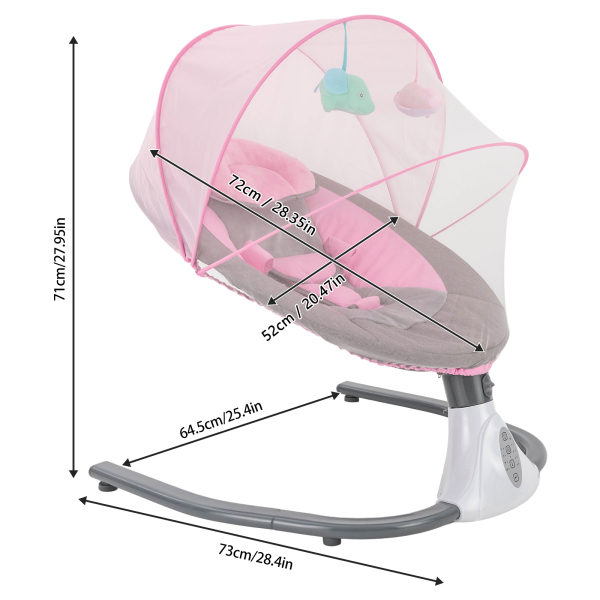 Silla mecedora para bebés de 0 a 12 meses, 3 a 12 kg, color rosa