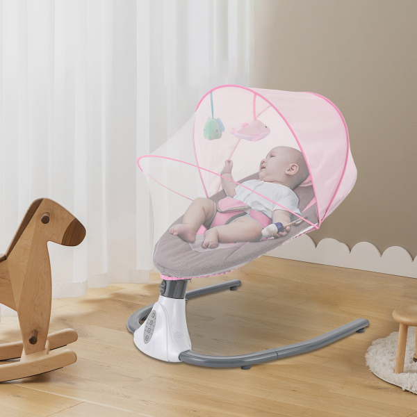 Silla mecedora para bebés de 0 a 12 meses, 3 a 12 kg, color rosa Silla mecedora para bebés de 0 a 12 meses, 3 a 12 kg, color rosa