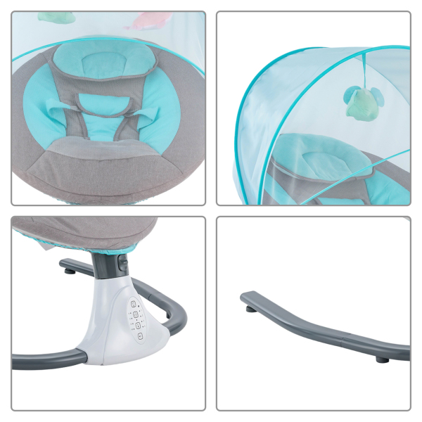 Balancín para bebé, electrónico, mecedora Bluetooth, columpio para bebés con música USB y juguetes para 0-12 meses, 3-12 kg, azul Balancín para bebé, electrónico, mecedora Bluetooth, columpio para bebés con música USB y juguetes para 0-12 meses, 3-12 kg, azul