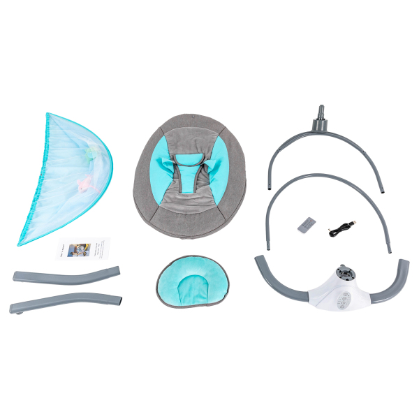 Balancín para bebé, electrónico, mecedora Bluetooth, columpio para bebés con música USB y juguetes para 0-12 meses, 3-12 kg, azul