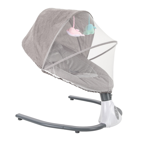 Balancín eléctrico para bebés de 0 a 12 meses, plegable, extraíble y lavable, Bluetooth, mando a distancia, mosquitera, gris Balancín eléctrico para bebés de 0 a 12 meses, plegable, extraíble y lavable, Bluetooth, mando a distancia, mosquitera, gris