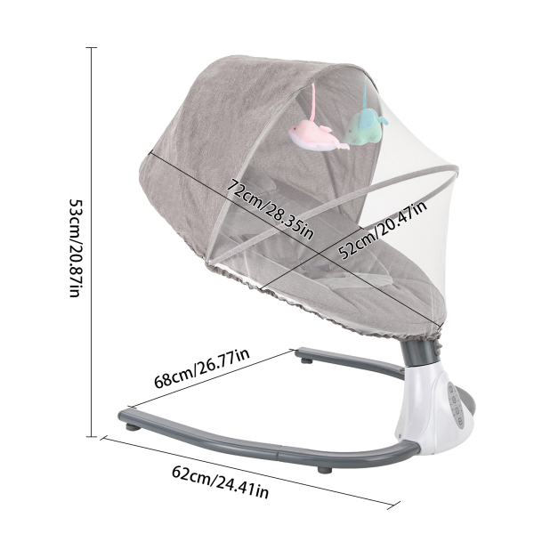 Balancín eléctrico para bebés de 0 a 12 meses, plegable, extraíble y lavable, Bluetooth, mando a distancia, mosquitera, gris Balancín eléctrico para bebés de 0 a 12 meses, plegable, extraíble y lavable, Bluetooth, mando a distancia, mosquitera, gris