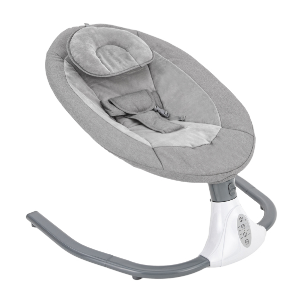 Balancín eléctrico para bebés de 0 a 12 meses, plegable, extraíble y lavable, Bluetooth, mando a distancia, mosquitera, gris
