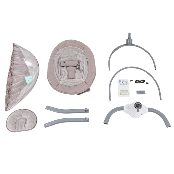 Balancín eléctrico para bebés de 0 a 12 meses, plegable, extraíble y lavable, Bluetooth, mando a distancia, mosquitera, gris Balancín eléctrico para bebés de 0 a 12 meses, plegable, extraíble y lavable, Bluetooth, mando a distancia, mosquitera, gris