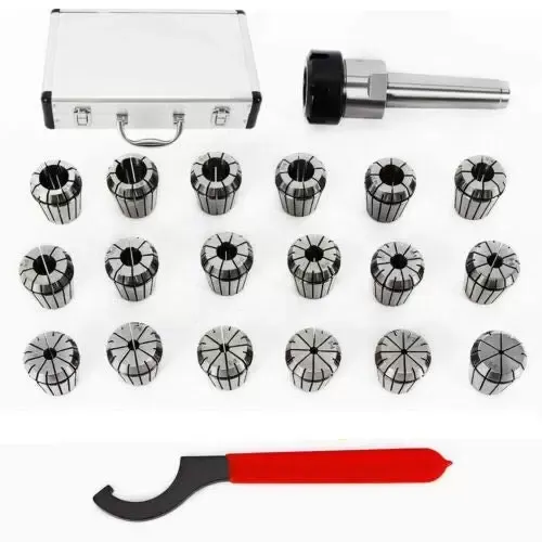 Juego de 18 pinzas de precisión CNC, fresadora de acero de muelle de aleación de 3 mm a 20 mm, MT3-ER32