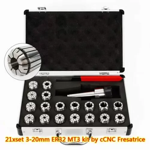 Juego de 18 pinzas de precisión CNC, fresadora de acero de muelle de aleación de 3 mm a 20 mm, MT3-ER32
