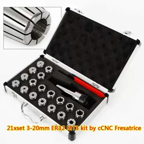 Juego de 18 pinzas de precisión CNC, fresadora de acero de muelle de aleación de 3 mm a 20 mm, MT3-ER32