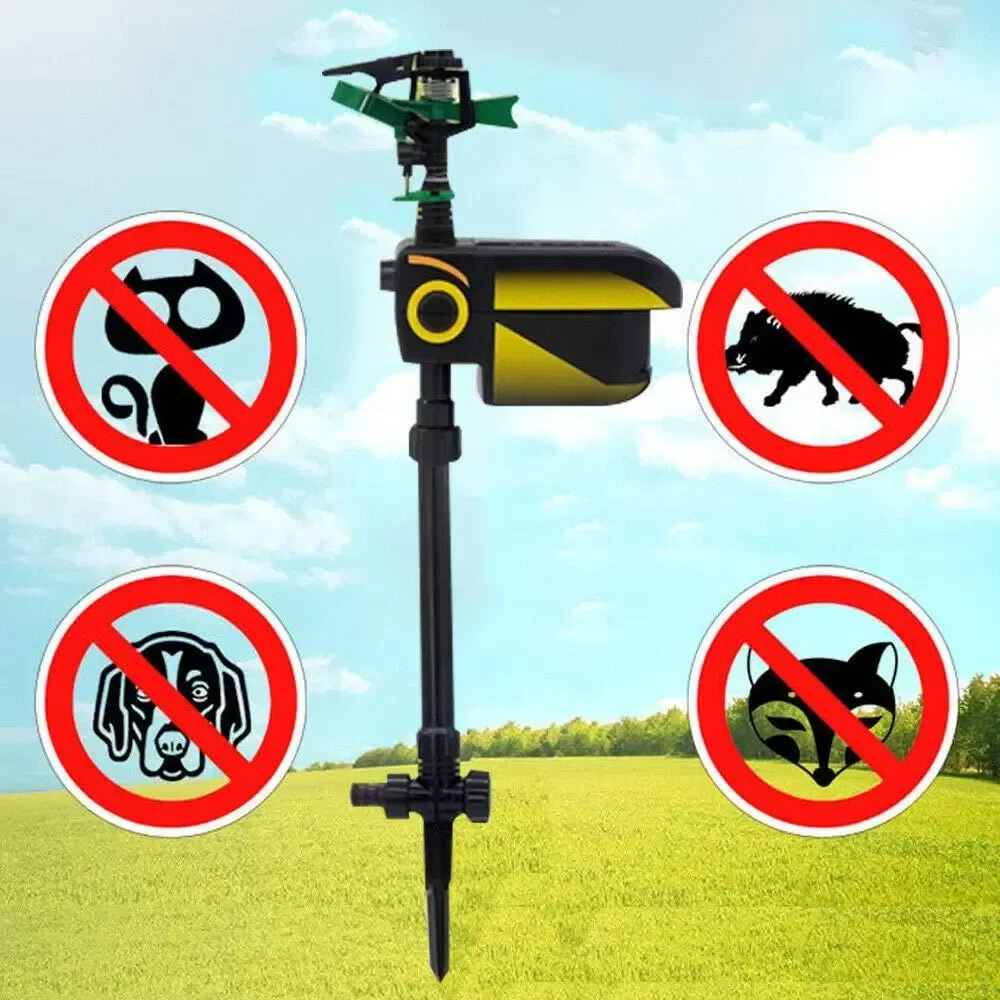 Ahuyentador solar de animales, aspersor de agua, sensor de espantapájaros, detector de movimiento, resistente a la intemperie, alcance de 30 pies