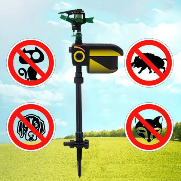 Ahuyentador solar de animales, aspersor de agua, sensor de espantapájaros, detector de movimiento, resistente a la intemperie, alcance de 30 pies