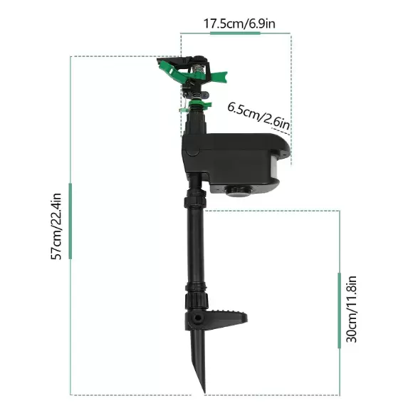 Ahuyentador solar de animales, aspersor de agua, sensor de espantapájaros, detector de movimiento, resistente a la intemperie, alcance de 30 pies