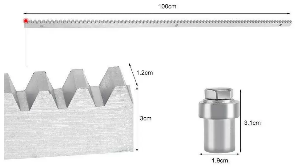 Barra dentada para accionamiento de puertas correderas