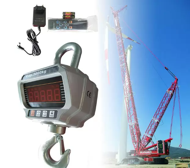 CNCEST Báscula digital de grúa de alto rendimiento, 3000 kg (3 toneladas) con pantalla LED