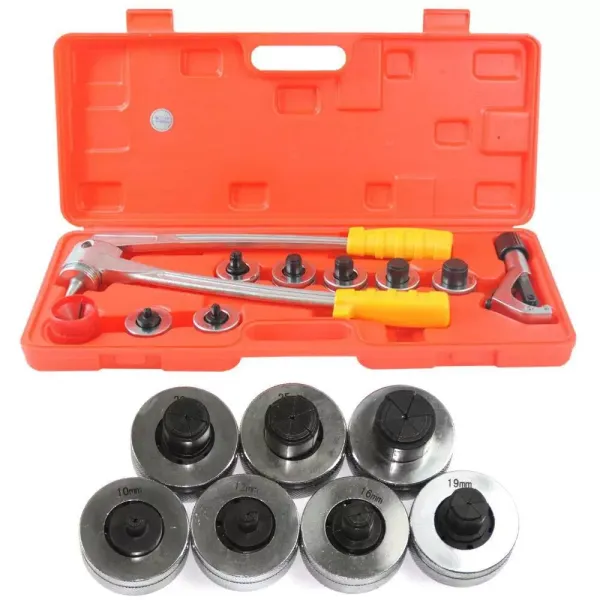 Expansor de tubos Juego de expansores de tubos con corto tubo incl.7 cabezales expansores de 10-28 mm