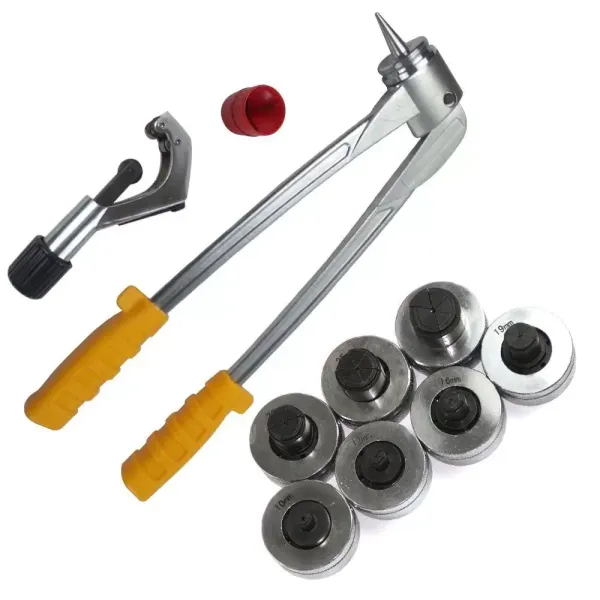 Expansor de tubos Juego de expansores de tubos con corto tubo incl.7 cabezales expansores de 10-28 mm