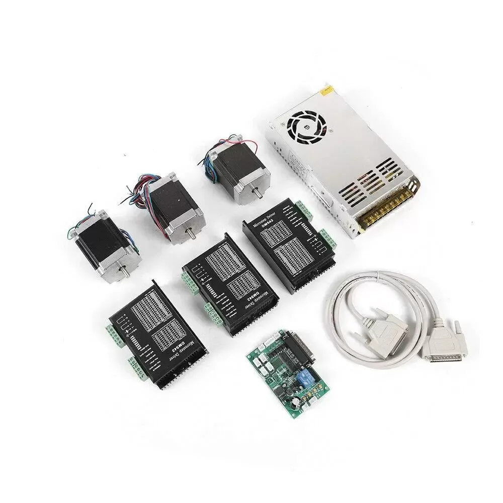 Motor paso a paso Nema 23 de 3 ejes + controlador de DM542A 4.2A + fuente de alimentación, kit de máquina de grabado para fresa