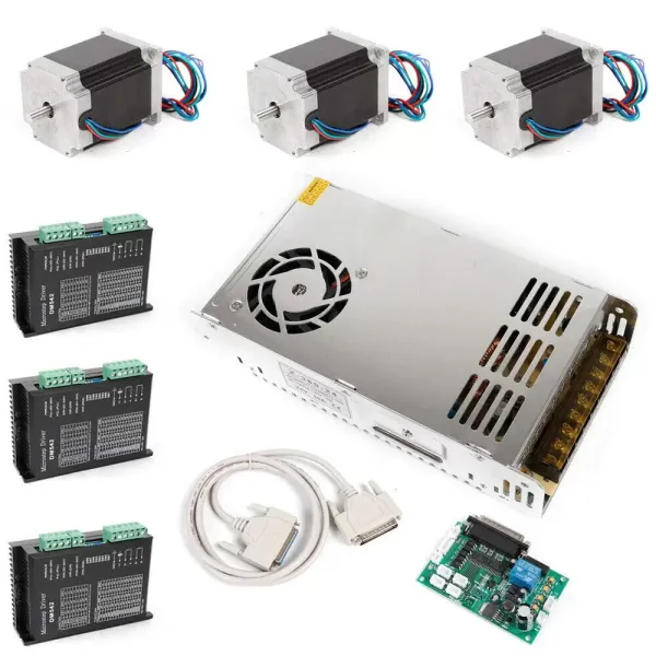 Motor paso a paso Nema 23 de 3 ejes + controlador de DM542A 4.2A + fuente de alimentación, kit de máquina de grabado para fresa