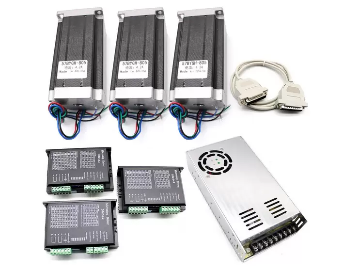 Motor paso a paso Nema 23 de 3 ejes + controlador de DM542A 4.2A + fuente de alimentación, kit de máquina de grabado para fresa
