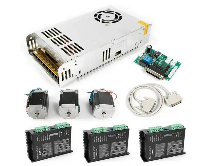 Motor paso a paso Nema 23 de 3 ejes + controlador de DM542A 4.2A + fuente de alimentación, kit de máquina de grabado para fresa