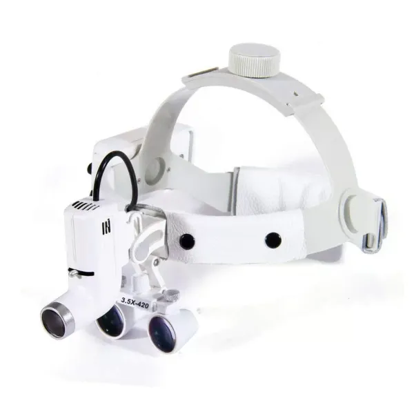 Lupa binocular médica  dental  3.5X con faro LED de 5W Blanco