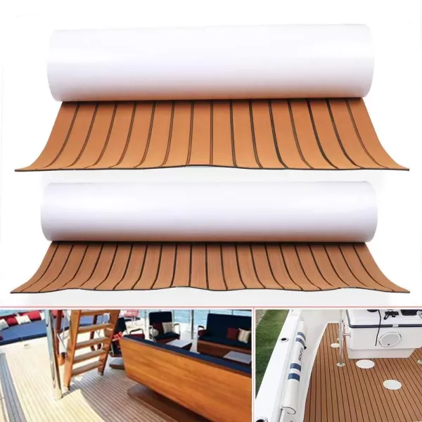 Revestimiento de suelo de espuma EVA antideslizante para yates, 106 x 35 pulgadas, color marrón claro