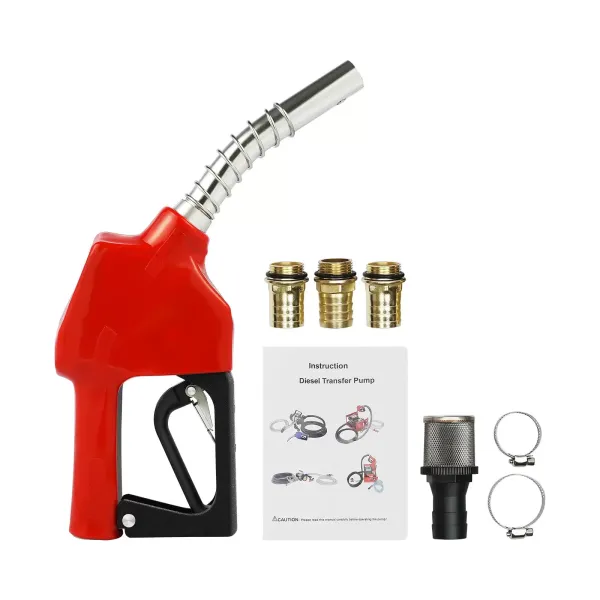 Bomba diésel automática de 12 V, 175 W, 45 l/min, con tubo de salida de aceite de alambre de acero transparente Bomba diésel automática de 12 V, 175 W, 45 l/min, con tubo de salida de aceite de alambre de acero transparente