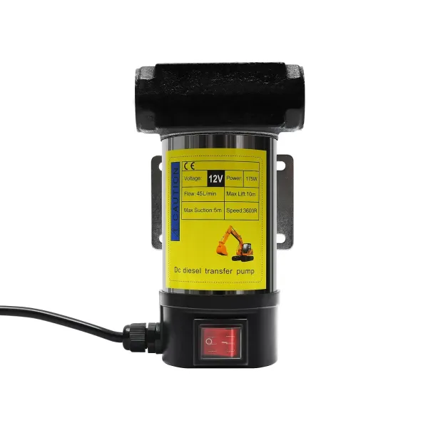Bomba diésel automática de 12 V, 175 W, 45 l/min, con tubo de salida de aceite de alambre de acero transparente Bomba diésel automática de 12 V, 175 W, 45 l/min, con tubo de salida de aceite de alambre de acero transparente