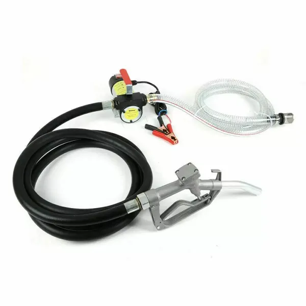 Bomba diésel de combustible 12 V 175 W 45 l/min, bomba de aceite con pistola automática de gasolinera móvil, (tubo de salida de goma)