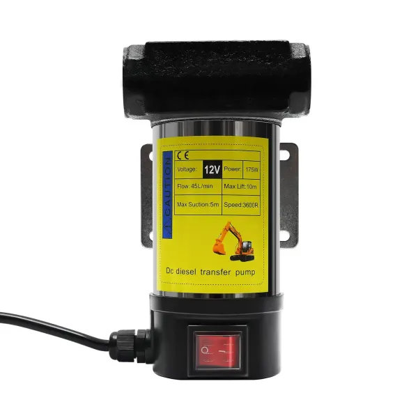 Bomba diésel de combustible 12 V 175 W 45 l/min, bomba de aceite con pistola automática de gasolinera móvil, (tubo de salida de goma) Bomba diésel de combustible 12 V 175 W 45 l/min, bomba de aceite con pistola automática de gasolinera móvil, (tubo de salida de goma)