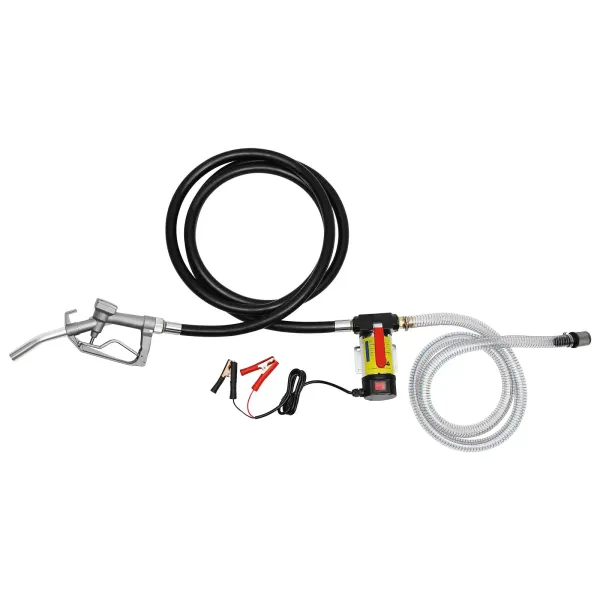 Bomba diésel de combustible 12 V 175 W 45 l/min, bomba de aceite con pistola automática de gasolinera móvil, (tubo de salida de goma)