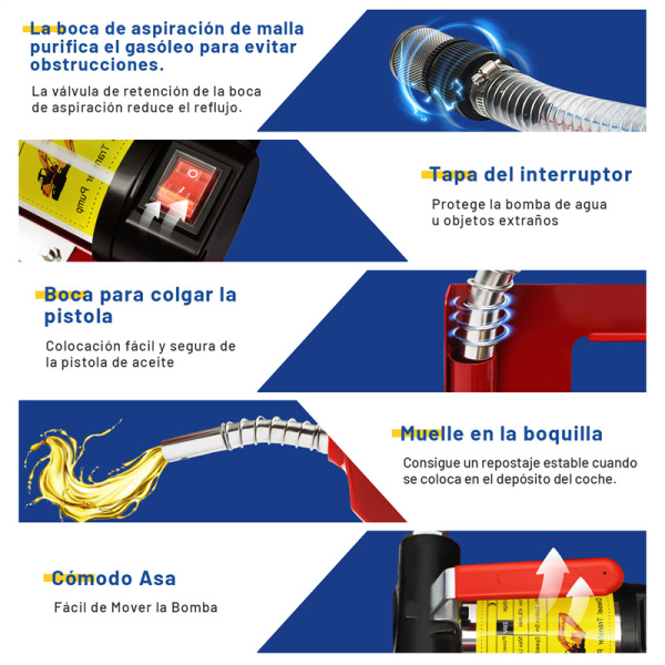 Kit de bomba diésel DC 230 V, bomba de aceite autocebante, con boquilla de combustible flexible de latón, manguera de 4 m, IP55, (50 l/min 200 W)