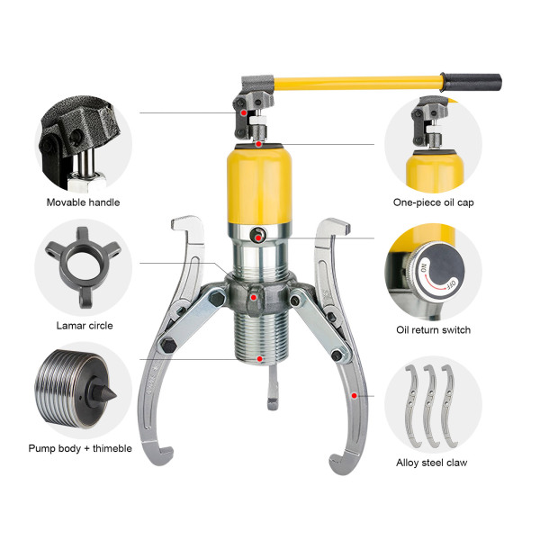 Extractor hidráulico de 3 brazos, 20T, extractor hidráulico de bujes de rueda