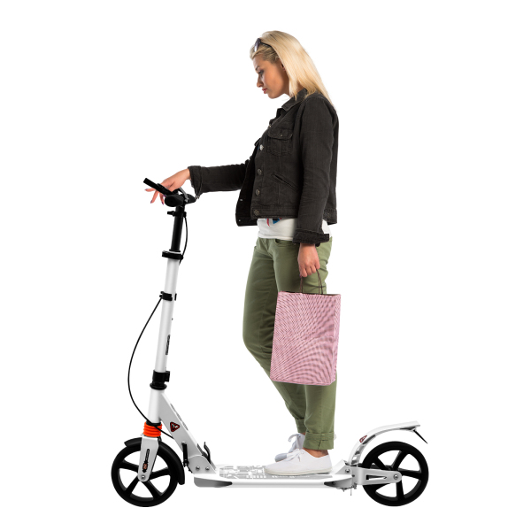 Patinete plegable para adultos y niños, con suspensión, ruedas de 200 mm, altura regulable, con freno de mano y pie, color blanco,No eléctrico Patinete plegable para adultos y niños, con suspensión, ruedas de 200 mm, altura regulable, con freno de mano y pie, color blanco,No eléctrico