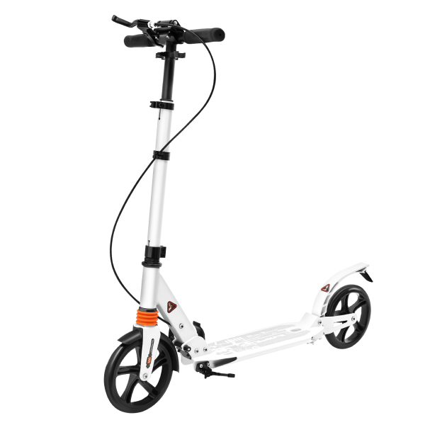Patinete plegable para adultos y niños, con suspensión, ruedas de 200 mm, altura regulable, con freno de mano y pie, color blanco,No eléctrico Patinete plegable para adultos y niños, con suspensión, ruedas de 200 mm, altura regulable, con freno de mano y pie, color blanco,No eléctrico