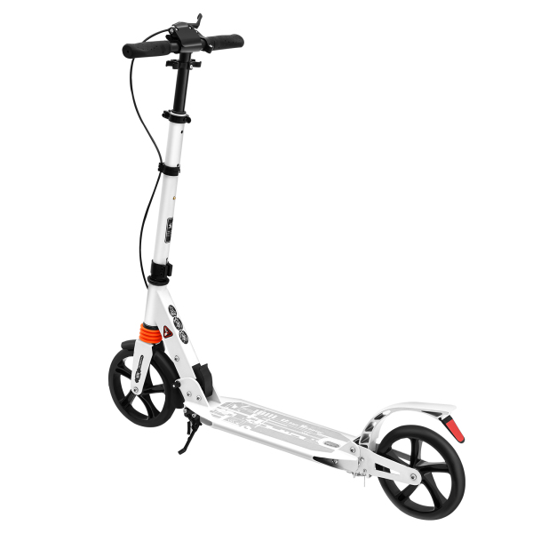 Patinete plegable para adultos y niños, con suspensión, ruedas de 200 mm, altura regulable, con freno de mano y pie, color blanco,No eléctrico Patinete plegable para adultos y niños, con suspensión, ruedas de 200 mm, altura regulable, con freno de mano y pie, color blanco,No eléctrico