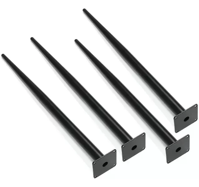 4 patas de mesa cónicas de metal inoxidable negro, altura 72 cm, diámetro 3,8 mm, patas para muebles de escritorio
