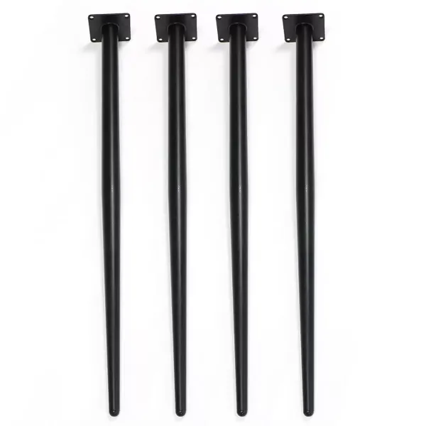 4 patas de mesa cónicas de metal inoxidable negro, altura 72 cm, diámetro 3,8 mm, patas para muebles de escritorio