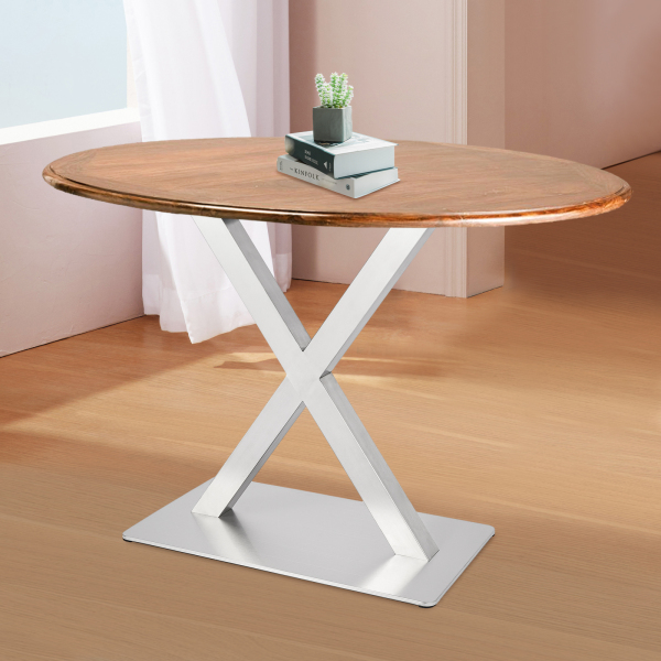 Patas de mesa de metal en forma de V, pie de mesa en X, color plateado, acero inoxidable, altura 70 cm/70 cm, forma de X 72 cm