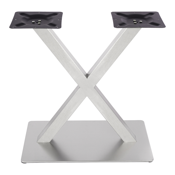 Patas de mesa de metal en forma de V, pie de mesa en X, color plateado, acero inoxidable, altura 70 cm/70 cm, forma de X 72 cm