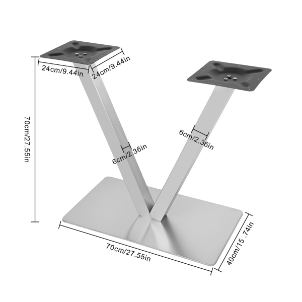 CNCEST Patas de mesa de acero inoxidable en forma de V, 70 cm, para encimeras de cocina